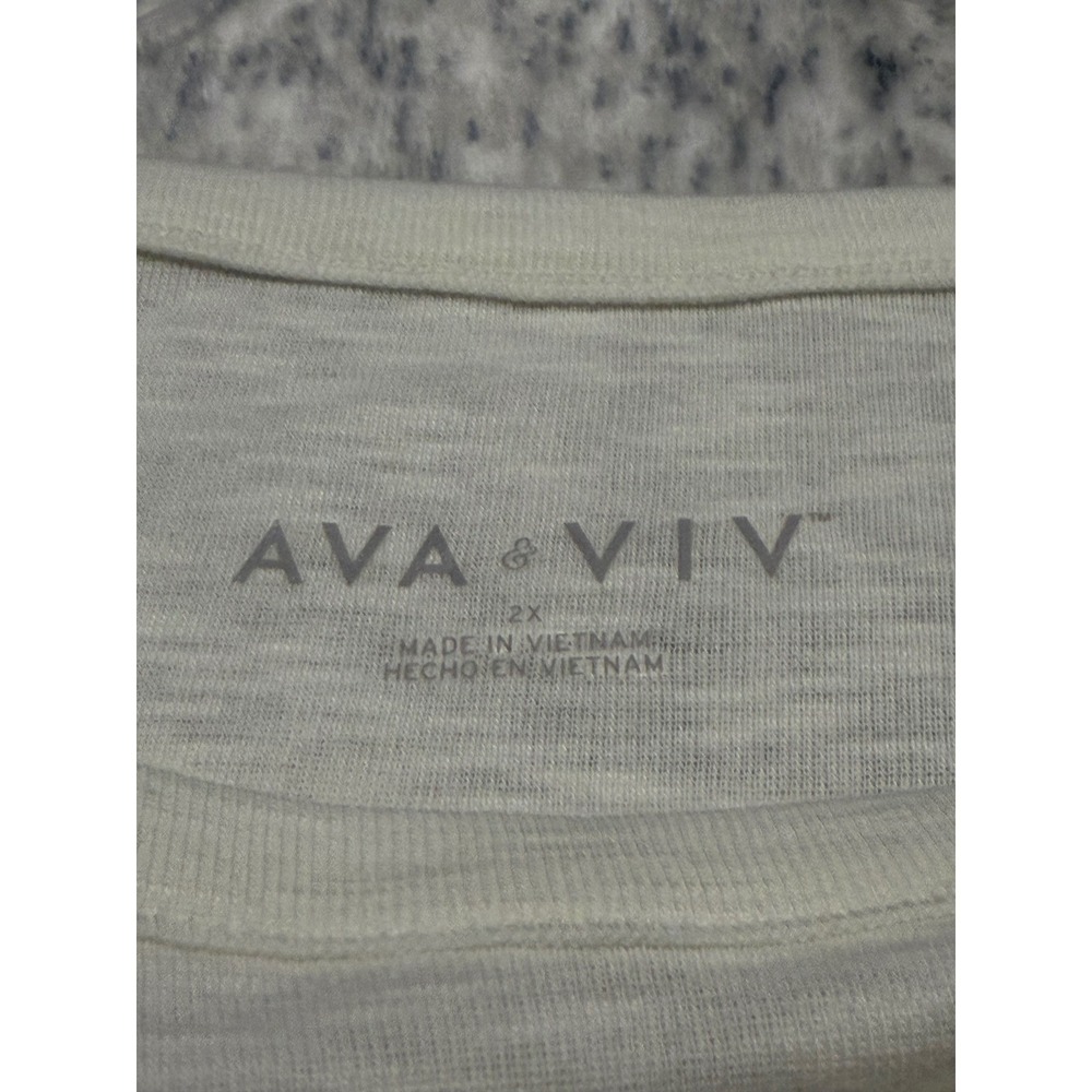 AVA & VIV Womens Plus Size White T Shirt Ruffle Sleeve Casual Top 2X NWT. - Picture 3 of 5
